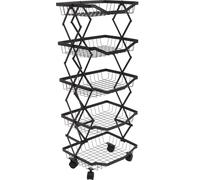 Étagère HWC-N53, Étagère de cuisine Étagère roulante Chariot de cuisine Étagère fixe, Corbeille pliable roulante Fer 95x39x28cm ~ noir
