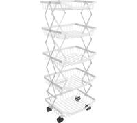 Étagère HWC-N53, Étagère de cuisine Étagère roulante Chariot de cuisine Étagère fixe, Panier pliable roulable Fer 95x39x28cm ~ blanc
