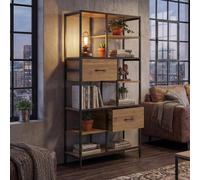 Étagère HWC-P11, étagère bibliothèque étagère sur pied, tiroirs industriel MDF métal mélamine 150x81x33cm marron Marron