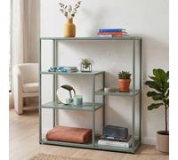 Étagère HWC-P98, étagère de salon, étagère sur pied, étagère de rangement, métal industriel 80 x 80 x 30 cm vert menthe