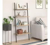 vidaXL Étagère inclinée à 4 niveaux – Marron clair et noir – 64×34×150,5 cm