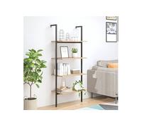 Etagère inclinée à 4 niveaux Marron clair et noir 64x35x152,5cm336382