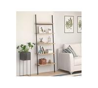 vidaXL Étagère inclinée 5 niveaux – Bibliothèque étagère échelle Marron clair/Noir 64x34x185,5 cm