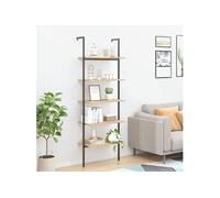 Etagère inclinée à 5 niveaux Marron clair et noir 64x35x185cm