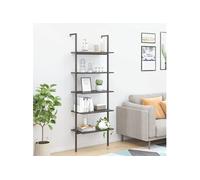 Étagère Inclinée à 5 Niveaux Marron Foncé et Noir 64x35x185 cm Échelle vidaXL