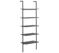 vidaXL Étagère Inclinée à 5 Niveaux Bibliothèque Étagère sur Pied Meuble de Rangement Étagère Échelle Maison Intérieur Noir 64x35x185 cm