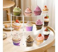 Étagère incurvée en acrylique pour objets de collection, figurines et jouets avec plusieurs options de niveau, support transparent pour bureau, étagère ou comptoir de vente au détail (trois niveaux)