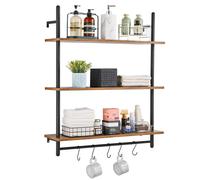 Étagère Industrielle Carrée en Forme de Tuyau-VEVOR-3 Niveaux-81,3 x 25,4 cm-Cuisine, Chambre à Coucher, Salle de Bain-Noir