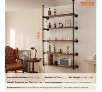 Étagère Industrielle Carrée en Forme de Tuyau-VEVOR-5 Niveaux- 2 Pièces-315 mm-pour Cuisine, Chambre à Coucher, Salle de Bain