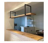 Étagère industrielle de montage au plafond, support de rangement suspendu à une seule couche, étagères flottantes en bois pour présentoir décoratif de cuisine de salon ( Color : Black Bracket , Size :