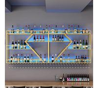 Étagère industrielle murale avec éclairage LED, présentoir flottant à 3 niveaux pour bouteilles d'alcool, solution de rangement de grande capacité pour la maison, le bar ou le restaurant