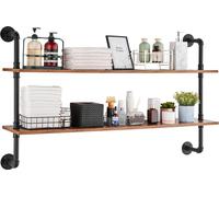 Étagère industrielle tubulaire - Étagère flottante 2 niveaux - Étagère murale 122x25cm - Système d'étagères pour le stockage et la décoration