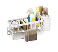 Étagère latérale d'évier en acier inoxydable pour organiser éponges, chiffons, brosses et autres éléments essentiels de l'évier (blanc)