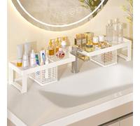 Etagere Lavabo, Support de Robinet en Forme de U sans Perçage, Structure Stable, Aucun Assemblage Requis, Évacuation Facile de l'eau(White,60cm/23.6in)