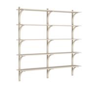 Étagère Levi 180 Suédoise, Grand Modèle, Laiton/frêne Pigmenté Blanc