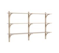 Étagère Levi Suédoise 180 Cm, 3 Étagères, Laiton/ Chêne Laqué Pigmenté Blanc