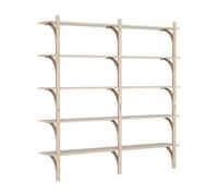 Étagère Levi Suédoise 180 Cm, 5 Étagères, Laiton/ Chêne Laqué Pigmenté Blanc