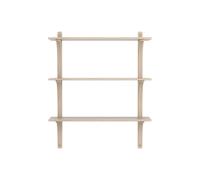 Étagère Levi Suédoise 90 Cm, 3 Étagères , Laiton/ Chêne Laqué Pigmenté Blanc