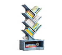 Étagère Livre,bibliothèque Meuble de Rangement, Moderne Bibliothèque En Forme D'arbre avec Rangement Et Anti-basculement pour CD/livres, Bibliothèque pour Chambre À Coucher/salon/b(Blue,100cm/39.4in)