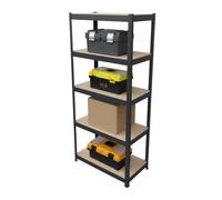 Étagère Lourde Relaxdays, H x l x P 180 x 60 x 30 cm, capacité 500 kg, 5 Niveaux, étagère de Rangement, Noir