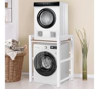 Étagère Machine à Laver Métal, 3 Hauteurs Réglables Rangement Machine a Laver, Support Machine a Laver Seche Linge 75x65x105cm, Capacité Charge de 350kg, pour Buanderie/Balcon/bagno (Noir/Blanc)