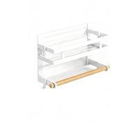 Étagère magnétique en fer à ventouse pour porte de réfrigérateur pour organiser les sauces, les épices et les ustensiles tout en conservant un aspect propre de l'appareil (blanc)