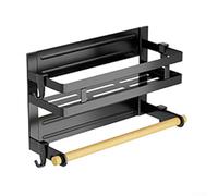 Étagère magnétique en fer à ventouse pour porte de réfrigérateur pour organiser les sauces, les épices et les ustensiles tout en conservant un aspect propre de l'appareil (noir)