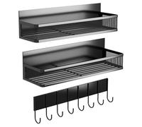 Étagère magnétique pour réfrigérateur | Étagère à 3 pièces avec crochets, support magnétique pour assaisonnement pour réfrigérateur - pour dortoir, appartement, garde-manger, cuisine, placard