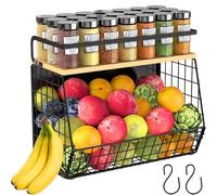 Étagère magnétique robuste pour réfrigérateur avec couvercle en bois, bacs de rangement pour pommes de terre et oignons, étagère à épices magnétique pour réfrigérateur, garde-manger, grand récipient