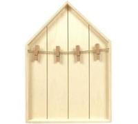 Etagère maison en bois avec pinces à linge 19 x 28 cm Beige G