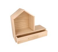 Etagère maison en bois avec tiroir 32 x 12 x 28 cm