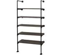 Mendler Étagère HWC-C45 – Étagère de salon design industriel bois métal 165x80x28 cm gris-brun