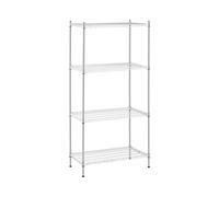 Royal Catering Étagère Métallique Etagère Modulable De Rangement Charge Lourde en Métal Entrepôt RCMR-1800P47 (90 x 45 x 180 cm, 1 000 kg, 4 Tablettes, Fini Chromé, Montants ø 25 mm)