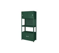 Jan Nowak étagère métallique Garage avec Armoire et Panneau perforé Rangement Outils 3 Niveaux 80 kg par Niveau Meuble Atelier Acier système Complet modulable Professionnel