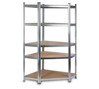 Étagère métallique d'angle - Humberg - HR-817 - 180x90x40cm - 5 tablettes - Argent galvanisé