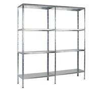 Etagère Métallique Emboîtable 2 x 4 tablettes 65 kg de Charge par Niveau, 180 x 160 x 40 cm Galvanisé Rangement, Stockage et Etagère pour Cave, Garage et Atelier