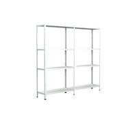 Etagère Métallique Emboîtable 2 x 4 tablettes 65 kg par niveau 180 x 80 x 40 cm Acier Epoxy Blanc
