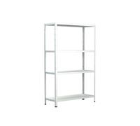 Etagère Métallique Emboîtable 4 tablettes 65 kg par niveau 180 x 60 x 40 cm Acier Epoxy Blanc