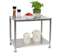 Étagère métallique en acier inox - 61x36x50 étagère murale jusqu'à 60kg - 2 niveaux