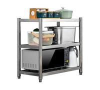 Étagère métallique en acier inoxydable，étagères de rangement de cuisine à hauteur réglable，étagère à 3 niveaux pour four à micro-ondes，étagère sur pied pour cuisines familiales，cantines(100x30x80cm)
