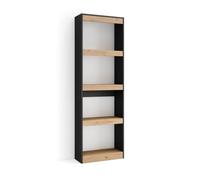 Étagère, Meuble étagère, 60x25x186cm, couleur Chêne et noir, RF2329