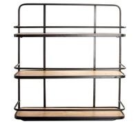 Etagère, meuble étagère murale en bois coloris naturel et métal noir - longueur 51 x profondeur 13 x Hauteur 61 cm