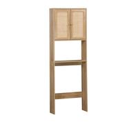 sweeek - Etagère Meuble WC décor Bois et cannage Bohème 1 étagère 64 x 20 x 180 cm Naturel