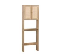 Etagère meuble WC décor bois et cannage Boheme