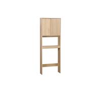 Etagère / Meuble WC Linear avec portes coulissantes 3 espaces de rangement naturel 64 x 20 x 180 cm