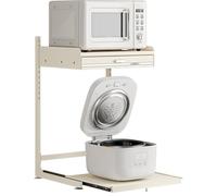 Etagere Micro Onde Construction en Acier Au Carbone Supporte Jusqu'à 30 Kg Comprend Un Tiroir de Rangement Tiroir Coulissant Cuisine pour La Cuisines À Domicil(30 * 30 * 61.8cm)