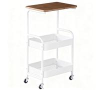 Etagere Micro Onde Panier en Filet de 7cm de Haut Structure en Acier Au Carbone Comprend Un Plateau Desserte À roulettes pour Salon Salle de Bain, Cuisine(Black)