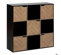 Étagère ""Mix'n'door"" 9 cases effet bois et noir 100,5x32cm - 5 five simply smart