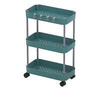 Étagère mobile avec crochets et roulettes pour salle de bain, cuisine, salon - Chariot de rangement utilitaire roulant