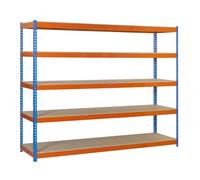 Étagère mobile charge moyenne 400kg - 2500x1200x600 - 5 niveaux Bleu/Orange/Bois - SIMON RACK - 8435104957868